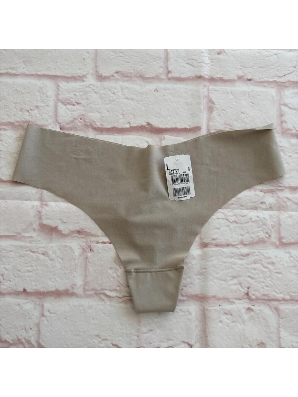 NWT Leonisa Brasilera Invisible Thong Panty L Large 12720 Beige Seamless